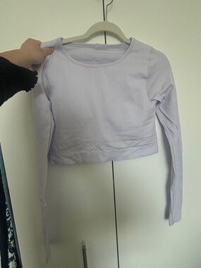 lululemon athletica Ebb to Street Ribbed Long Sleeve Crop Top in Light Lavender